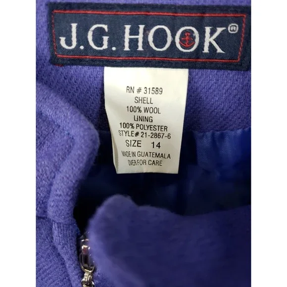 JG Hook Jacket Women's Size 14 Purple Wool Lined Long Sleeve Cropped flaw - Picture 3 of 9